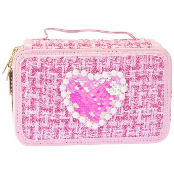 Nice pinal Tweed pencil case 3 levels light roosa