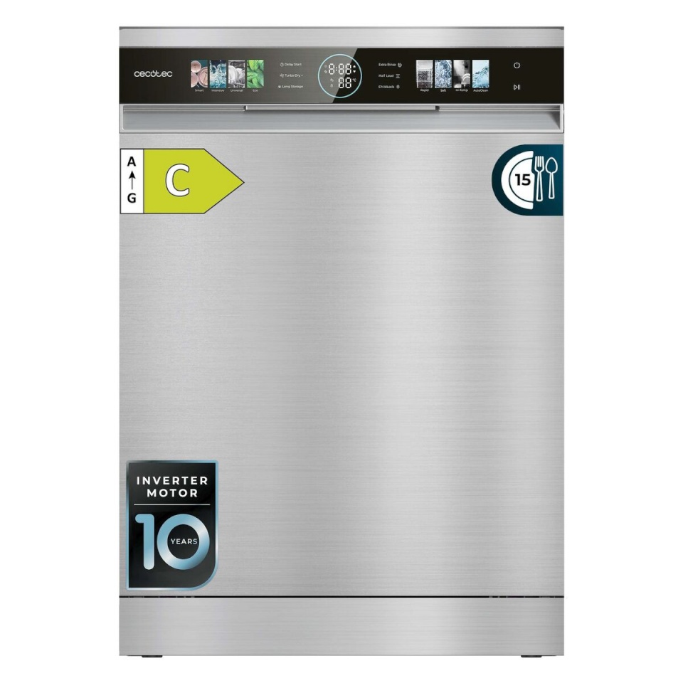 Cecotec nõudepesumasin Bolero Aguazero 6620 Inox 15 komplekti C klass 8 programmi XXL ekraan