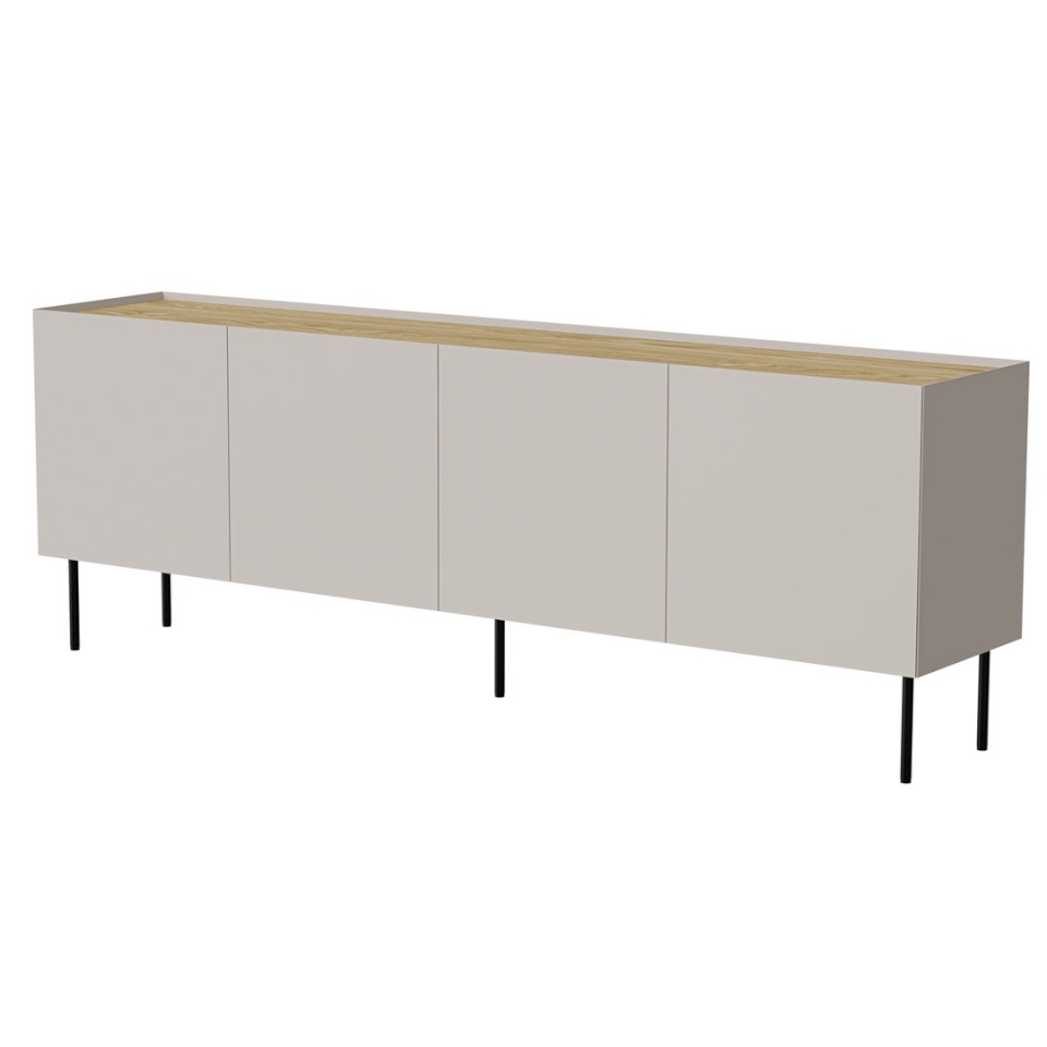 Cama Meble puhvetkapp FELLINI chest of drawers 200x40x70 cashmere + oiled oak top