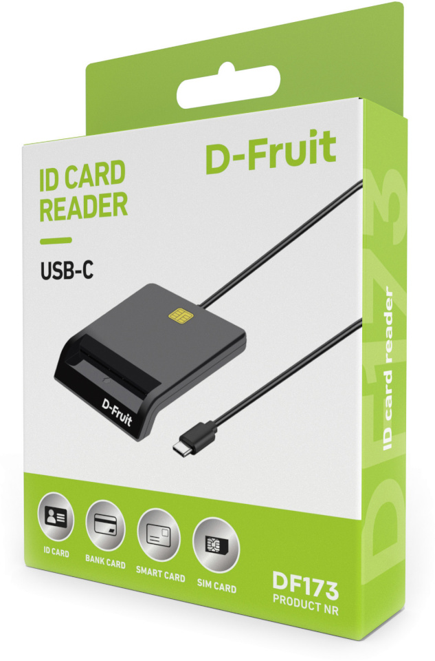 D-Fruit ID-kaardi lugeja USB-C DF173 must