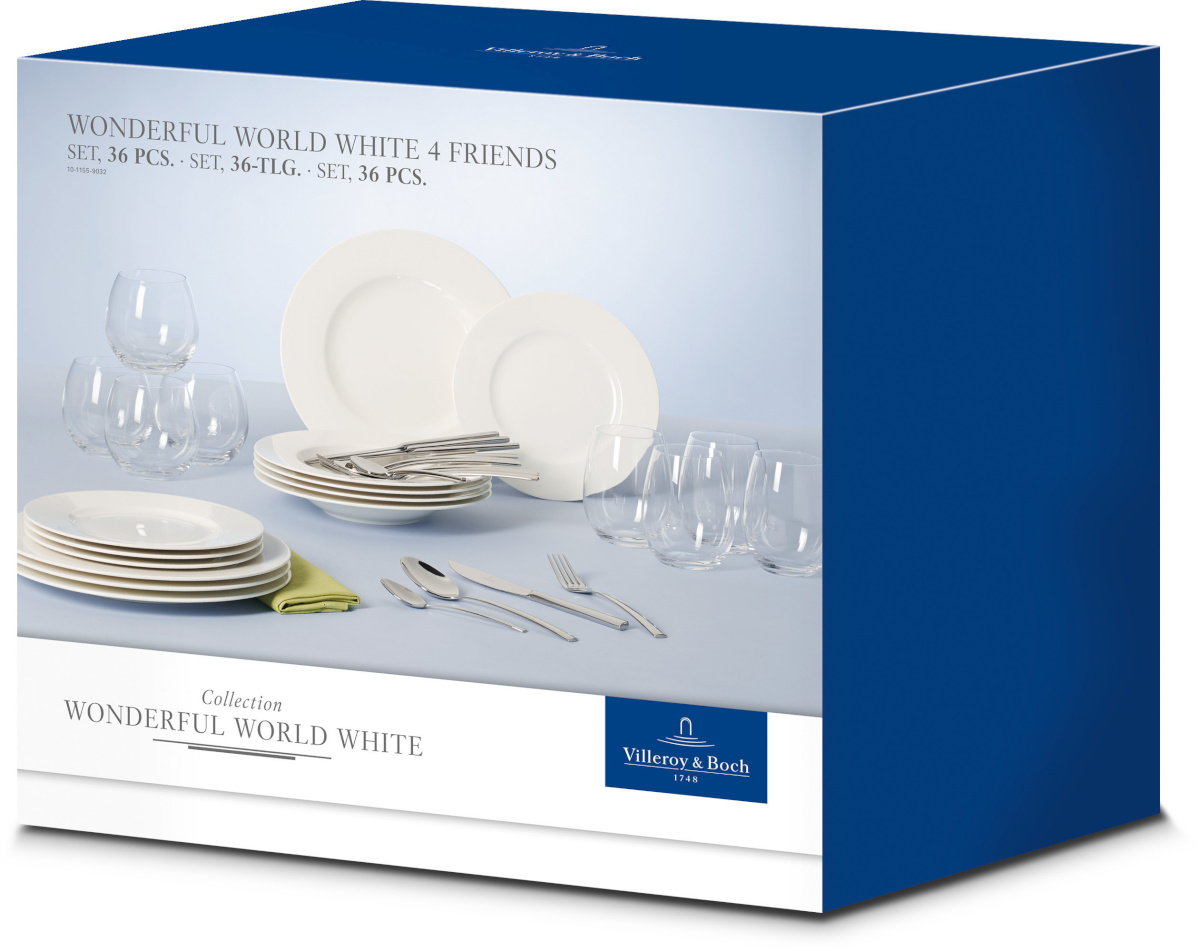 Villeroy & Boch Wonderful World White 4 Friends lauanõud, 36 tk
