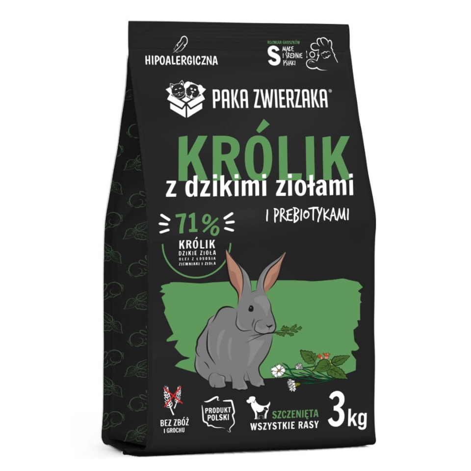 Paka Zwierzaka kuivtoit koerale Puppy Rabbit with Wild Herbs S, 3kg
