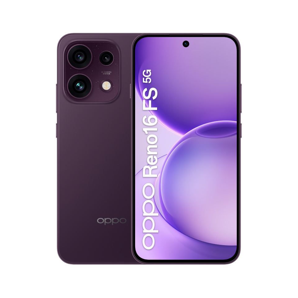 Oppo mobiiltelefon Reno16 FS 5G (CPH2859) (lilla must) Dual SIM 6.57“ AMOLED 1080x2372/2.5GHz&2.0GHz/512GB/8GBRAM/Android16/microSDXC/5G |