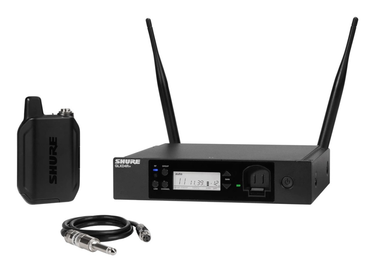 Shure mikrofon GLXD14R+E-Z4 - Dual BAND digital Wireless system with bodypack transmitter and W302 guitar cable