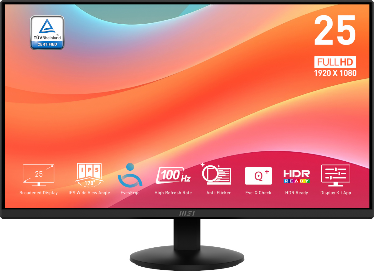 MSI monitor pro Mp252l 24.5" business tilt, IPS, FHD, 16:9, 100hz 1Ms, must promp252l