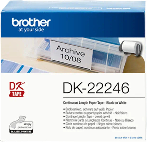 Brother DK22246 kleebis rullis, 103 mm, must/valge