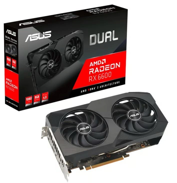 ASUS videokaart RX 6600 DUAL V2 8GB GDDR6 128bit 3xDP HDMI