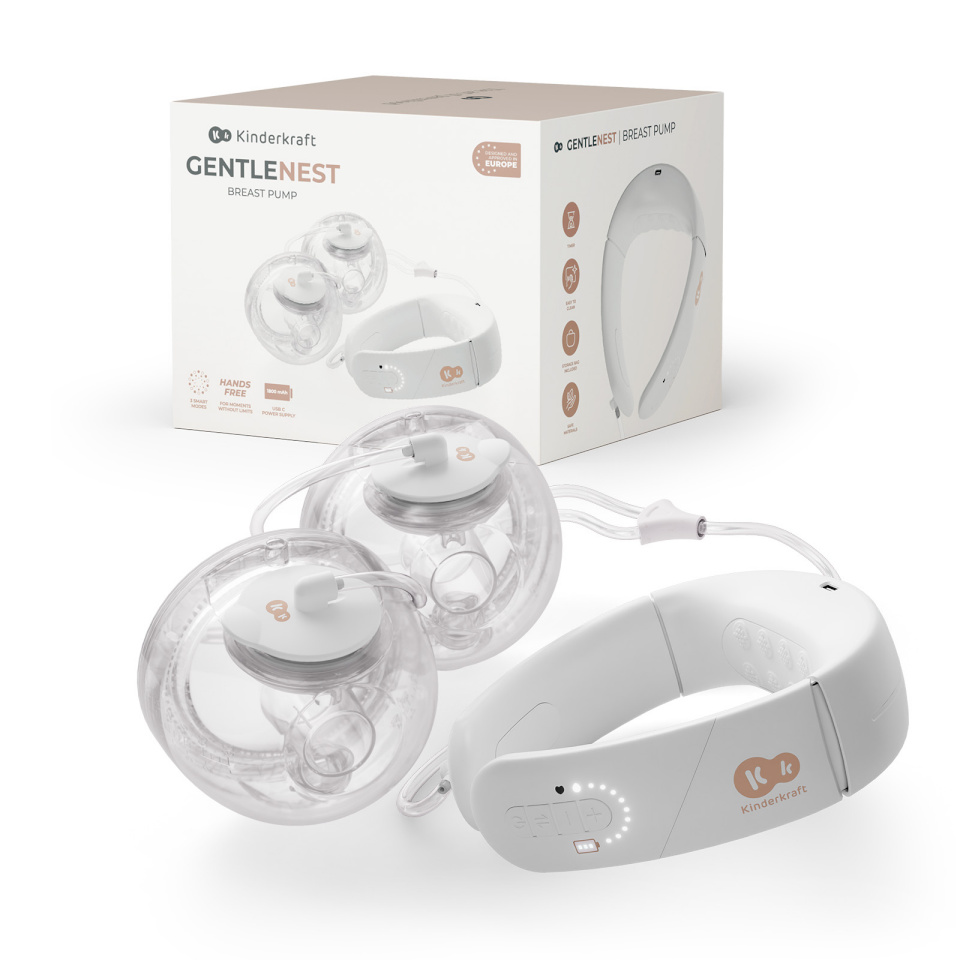 KINDERKRAFT topelt kaasaskantav elektriline rinnapump GENTLENEST, White, KEGENE00GLD0000