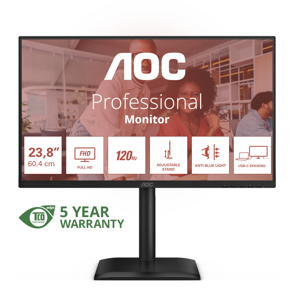 AOC monitor 60,5cm (23.8") 24E4CV 16:09 HDMI+DP+USB-C Lift must