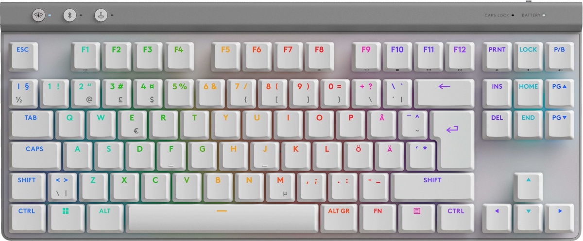 Logitech G515 LIGHTSPEED TKL klaviatuur, valge, puutetundlikud lülitid