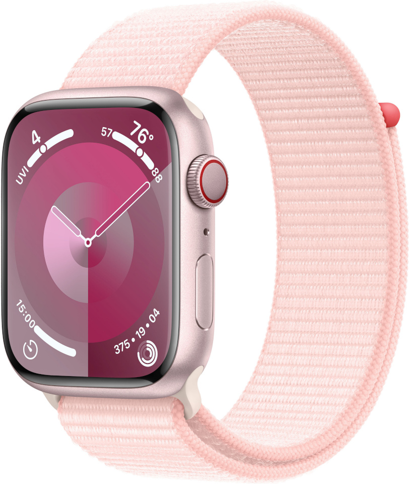 Apple Watch Series 9 GPS + Cellular 45mm Pink Aluminium Case with Pink Sport Loop