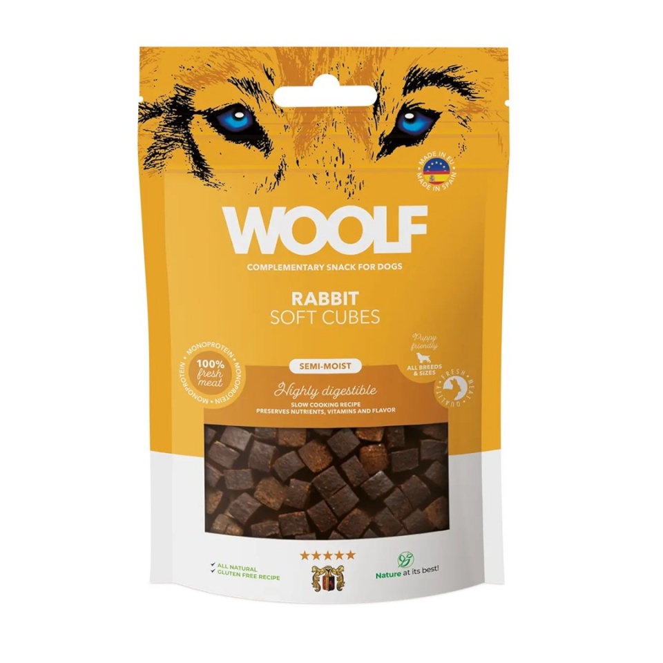 Woolf maius koerale Soft Cubes Rabbit - Dog treat - 100g