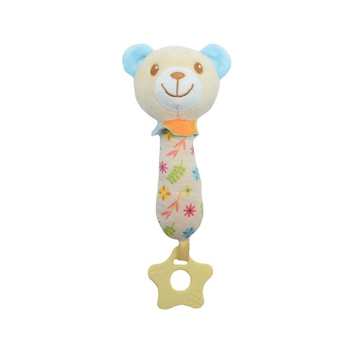 TULILO beebide mänguasi Toy with sound - Teddy bear beež and sinine 17 cm