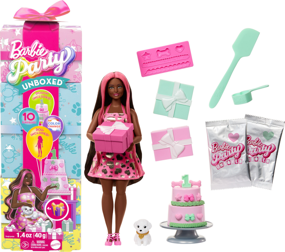 Barbie Party Unboxed Shimmerin' Hearts nukk ja lemmikloom