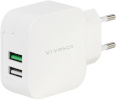 Vivanco laadija USB 2,4A/1A, valge (37563)