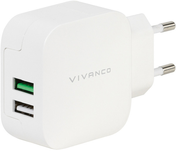 Vivanco laadija USB 2,4A/1A, valge (37563)