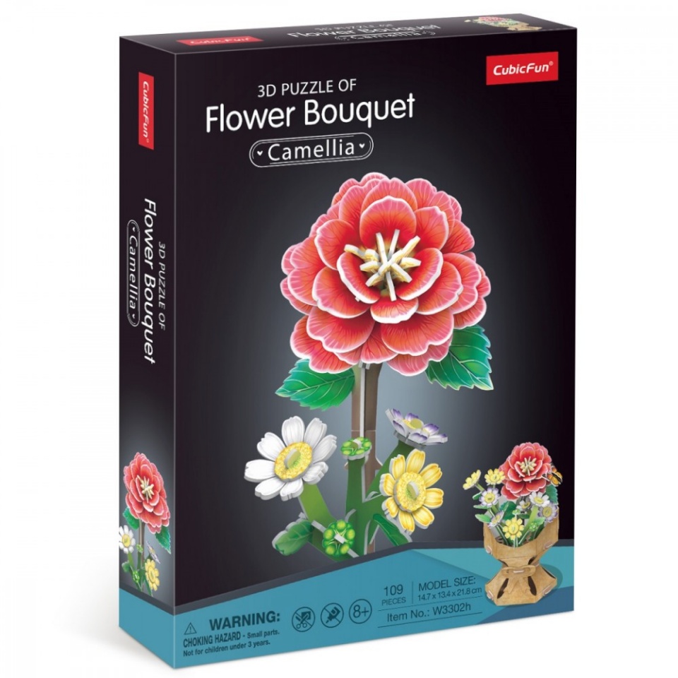 Cubic Fun pusle 3D Flower bouquet - Camellias
