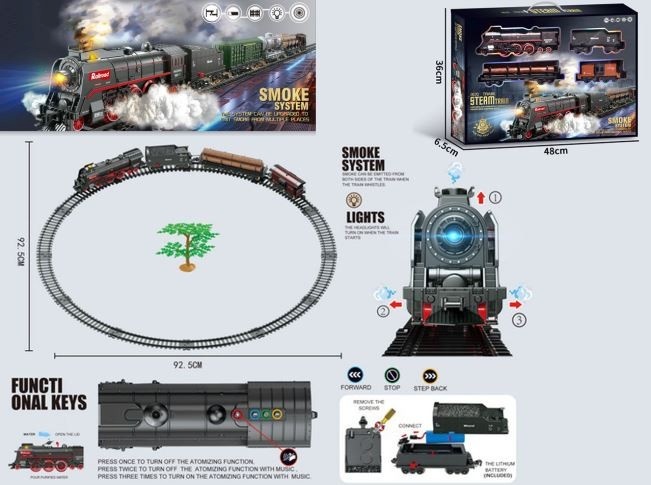 Madej mängurong Set with train 48 pcs. smoke, light, sound
