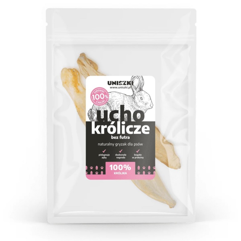 Uniszki maius koerale Rabbit ear without fur - Dog treat - 2 pieces