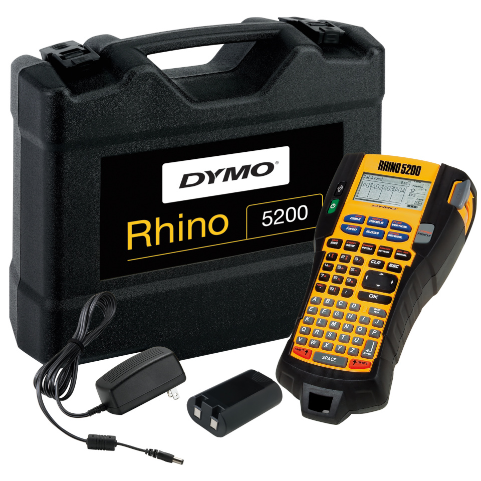 Dymo etiketiprinter Rhino 5200 im stabilen Hartschalenkof. ABC UK/HK