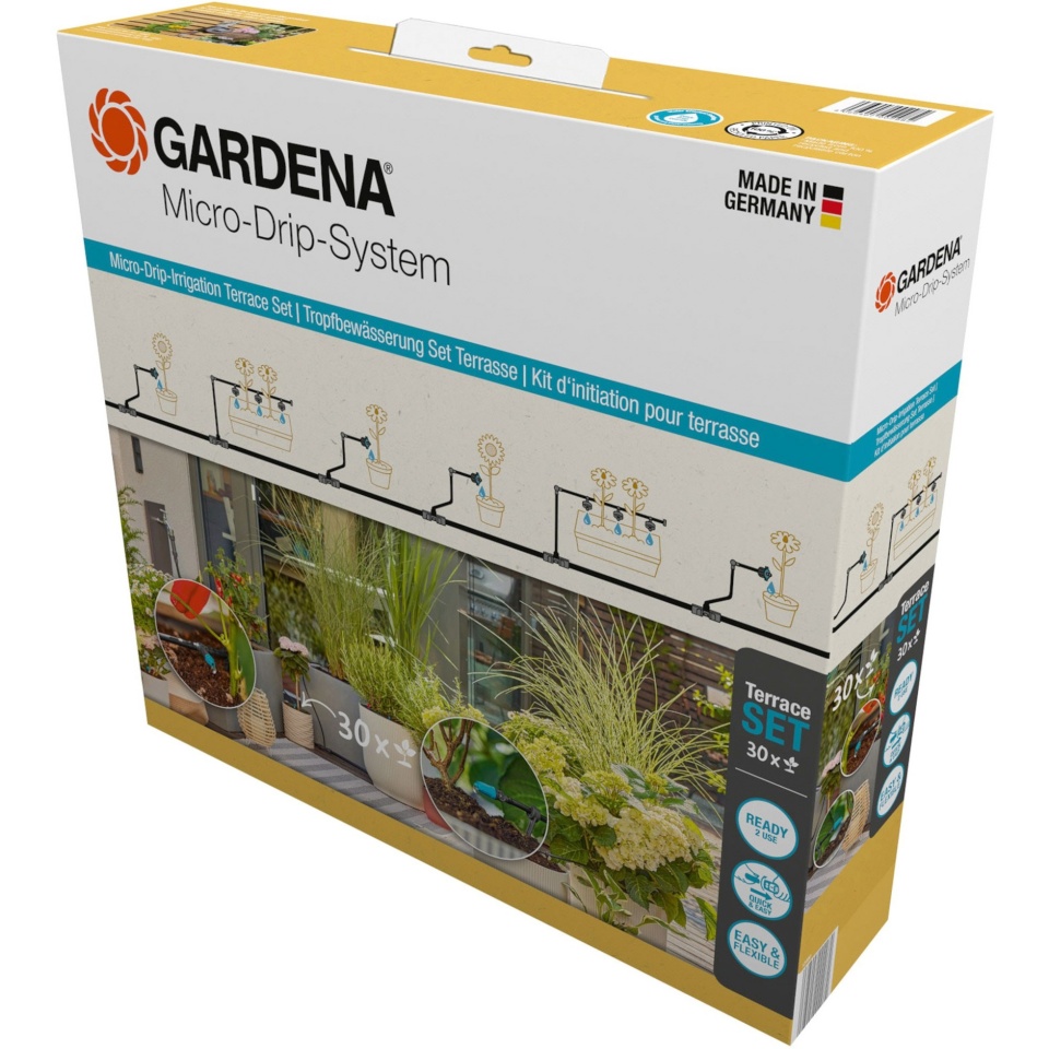 Gardena kastmissüsteem Micro-Drip-System Drip Irrigation Set Terrace, 30 Plants, must