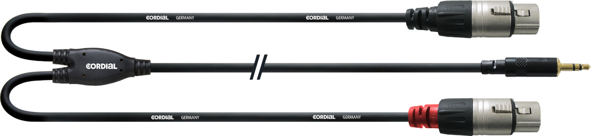 Cordial mikrofonikaabel Y-, 3,5mm 2 x XLR-naaras, 3 m