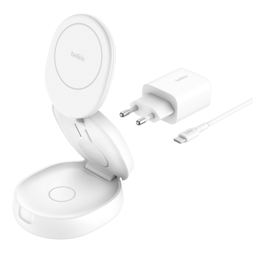 Belkin juhtmevaba laadija Boost Charge foldab.mag. 3-in-1 Charg. Qi2 wh. WIZ034kqWH