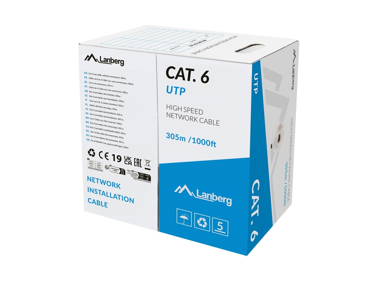 Lanberg võrgukaabel Cable LAN UTP cat.6 305m wire CU LSZH CPR + FLUKE PASSED hall