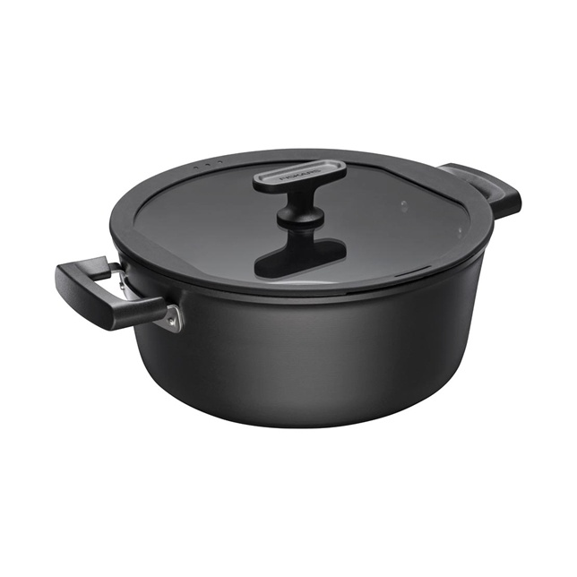 Fiskars pott Hard Face with Lid, 5L, must