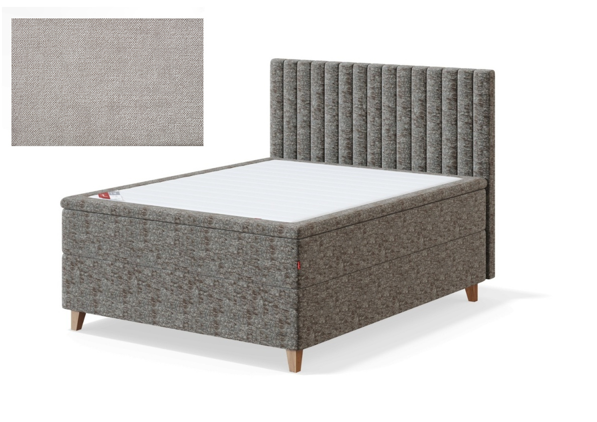 Sleepwell kontinentaalvoodi BLACK CONTINENTAL (4 jalaga), 160x200x55cm, BOLSHOI helehall, pehme