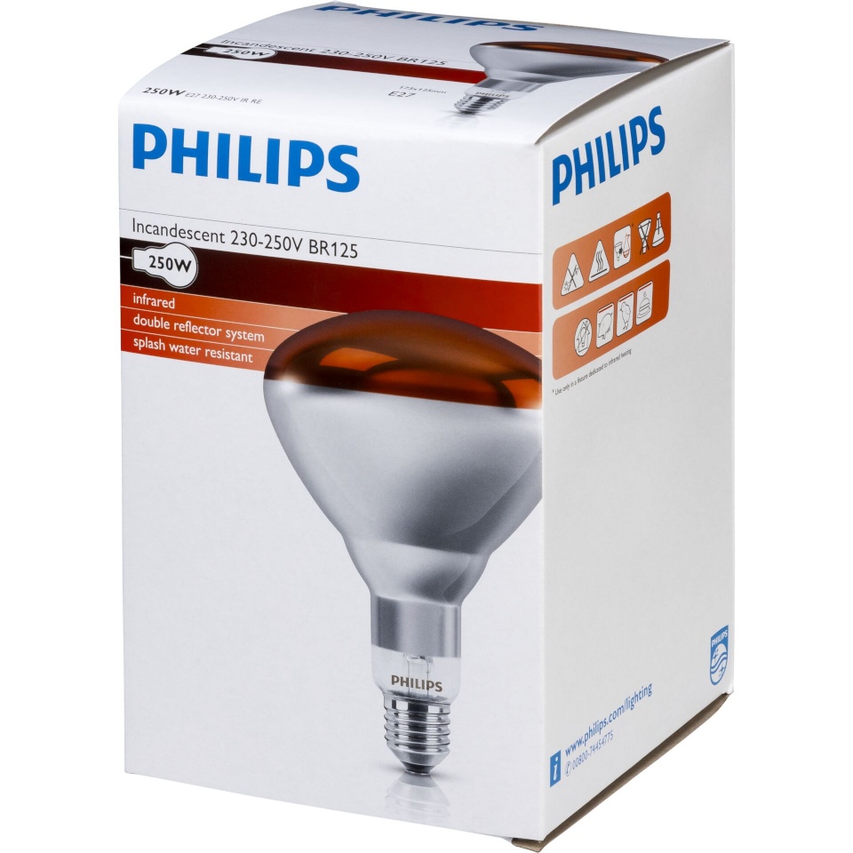 Philips infrapunapirn BR125 Infrared Lamp IR, 250W, E27, 230-250V, 1tk
