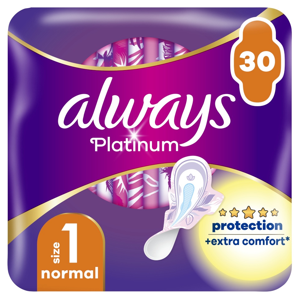 Always Platinum Normal Size 1 Hügieenisidemed Tiibadega, 30 tk