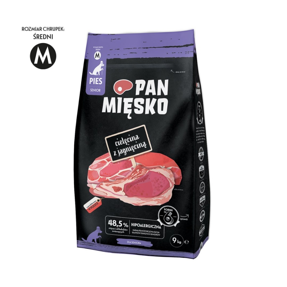 Pan Mięsko kuivtoit koerale Veal with Lamb Senior Crunchy M, 9kg