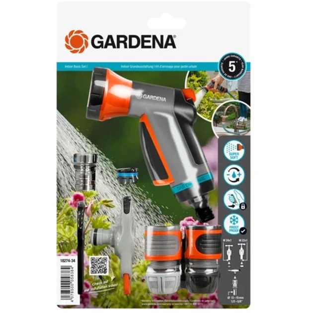 Gardena kraaniühendus Indoor Basic Equipment, 13mm (1/2") - 19mm (3/4"), hall/oranž