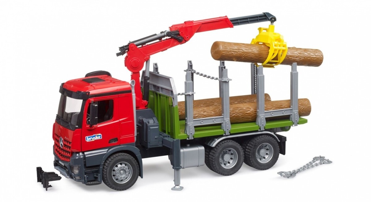 BRUDER BR-03669 Mercedes Benz Arocs truck with timber crane + 3 logs