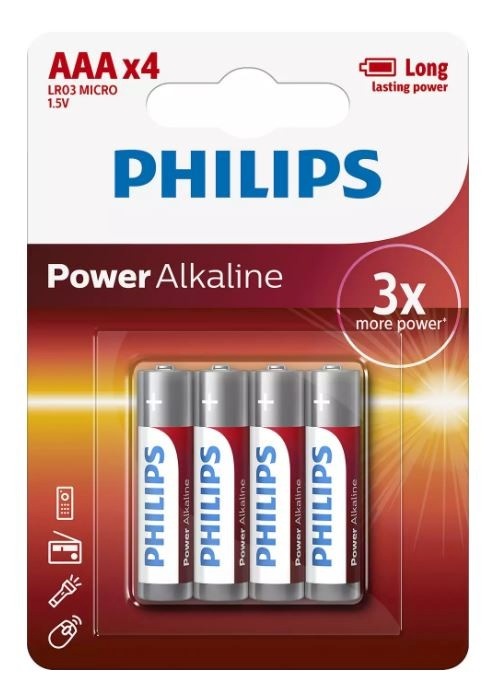Philips patarei Power Alkaline AAA 4tk Blister