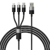 Baseus laadimiskaabel 3in1 USB cable StarSpeed Series, USB-C + Micro + Lightning 3,5A, 1.2m (must)