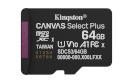 Kingston mälukaart microSDXC 64GB Canvas Select+ G3 150MB/s