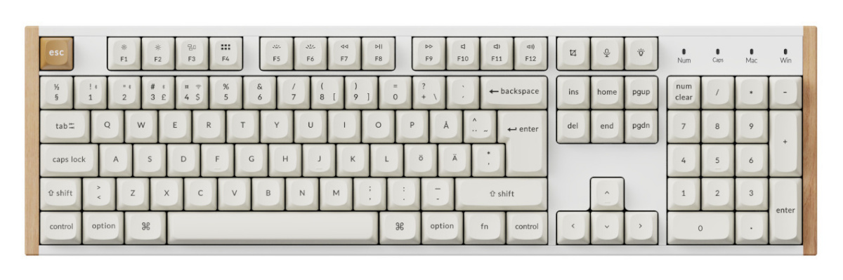 Keychron mänguklaviatuur K10 HE SE 100% valge/puit