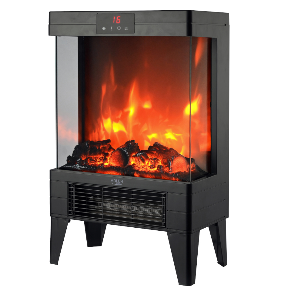 Adler soojapuhur LED electric fireplace with remote control | AD 7755 | Ceramic Heater | 2000W | Number of power levels 2 | must