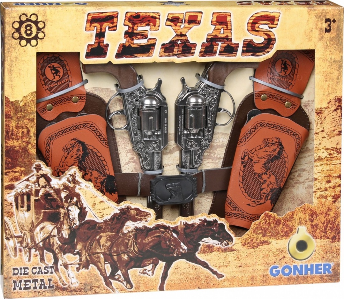 Pulio Cowboy set 2 revolvers with holsters Gonher