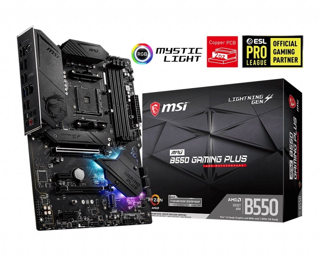 MSI emaplaat MPG B550 GAMING PLUS AM4, DDR4, ATX