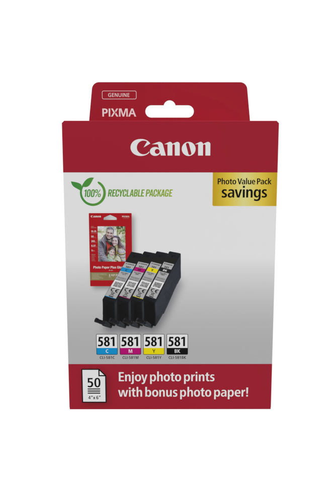 Canon tindikassett Canon CLI-581 BK/C/M/Y foto Value Pack