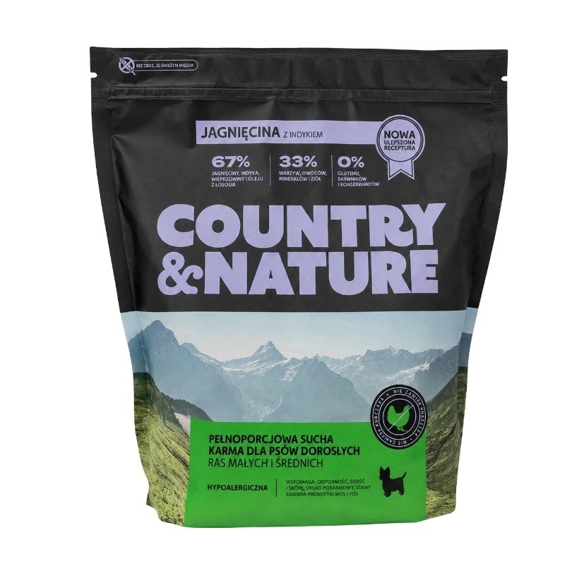 Country & Nature kuivtoit koerale Lamb with Turkey Small and Medium Breeds, 2kg