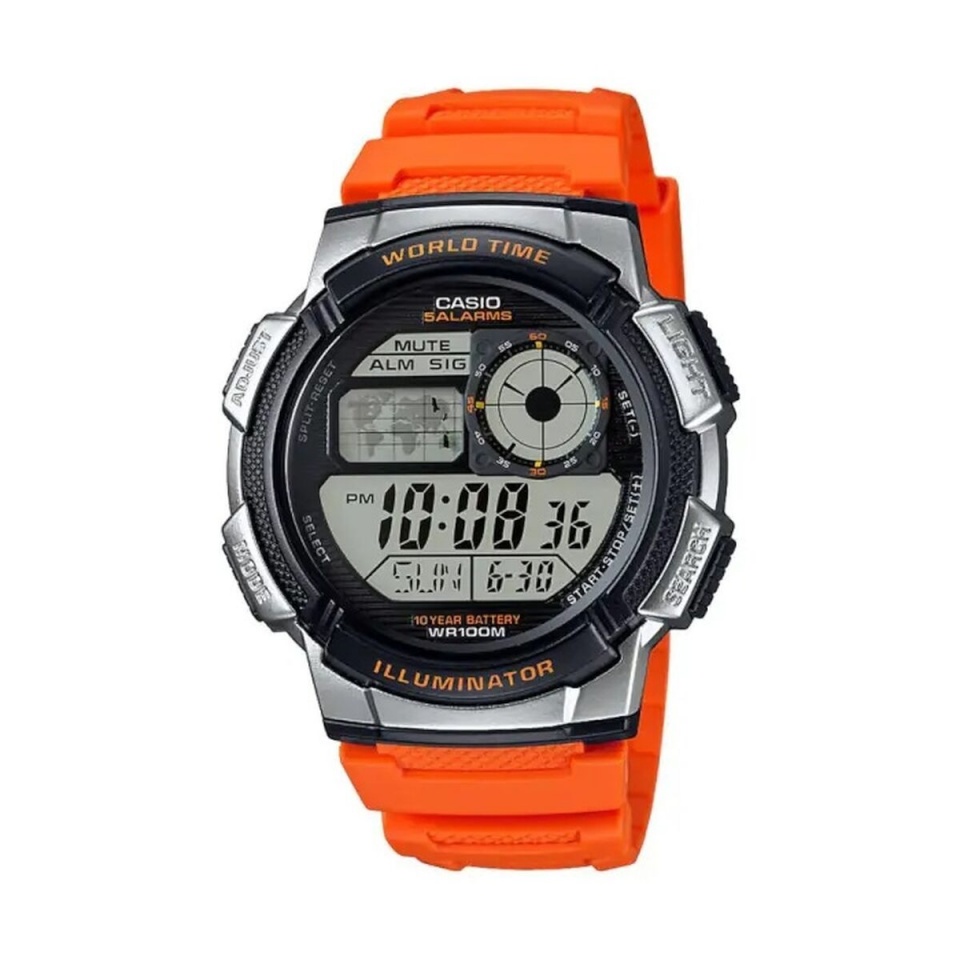 Casio meeste kell WORLD TIME ILLUMINATOR oranž (Ø 43 mm)