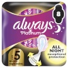 Always Platinum Secure Night Extra Size 5 Hügieenisidemed Tiibadega, 8 tk