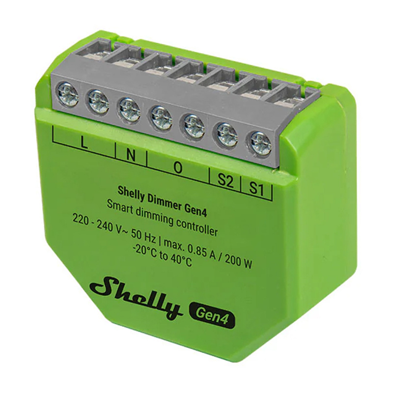 Shelly nutikodu moodul Gen4 Zigbee/Matter Smart Dimmer, roheline