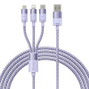 Baseus laadimiskaabel 3in1 USB cable StarSpeed Series, USB-C + Micro + Lightning 3,5A, 1.2m (lilla)