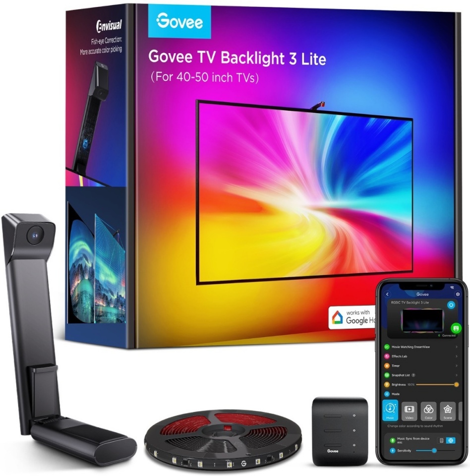 Govee TV taustavalgustus 3 Lite LED Light Strip, 40 - 50" TV Backlight, must