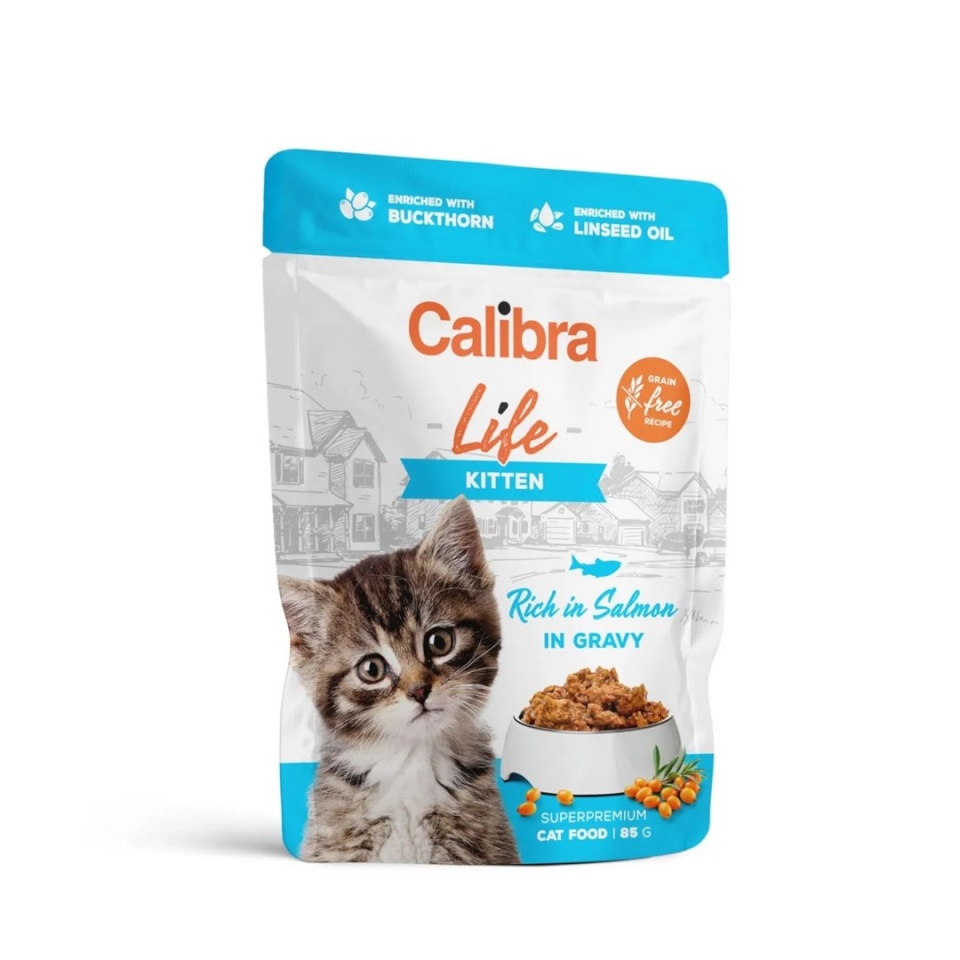 Calibra kassitoit Cat Life pouch Kitten Salmon in Gravy, 85g